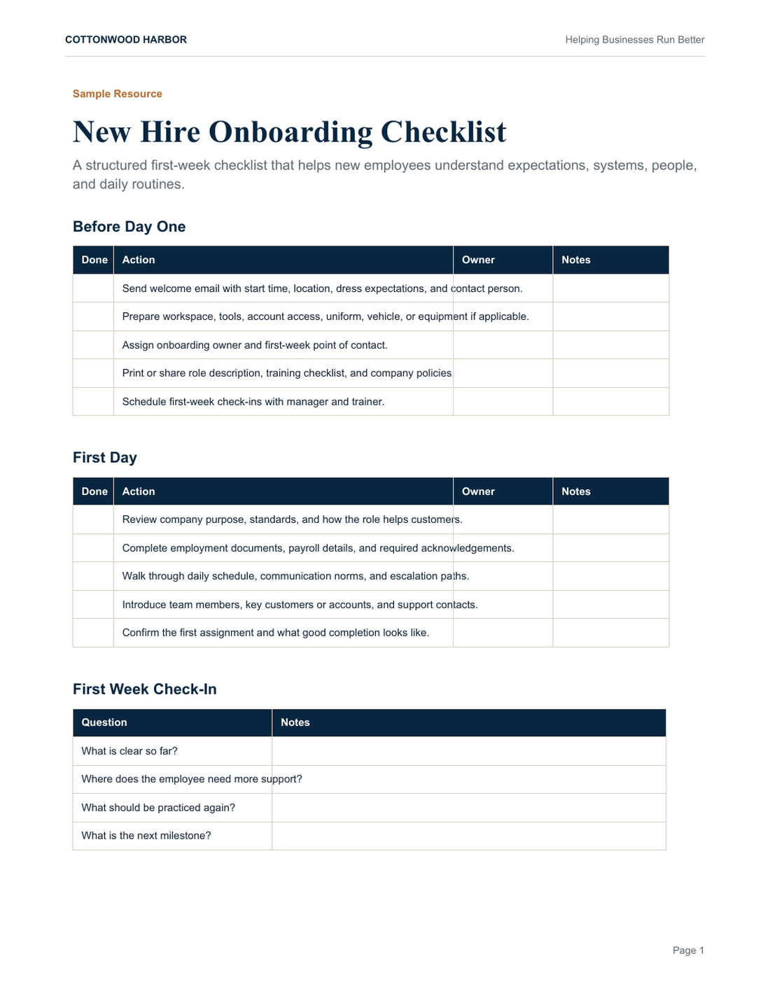 Employee Onboarding Checklist preview